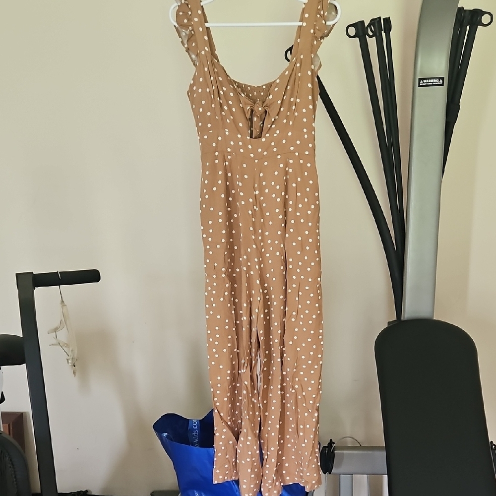 L*Space Tan Polka Dot Jumpsuit